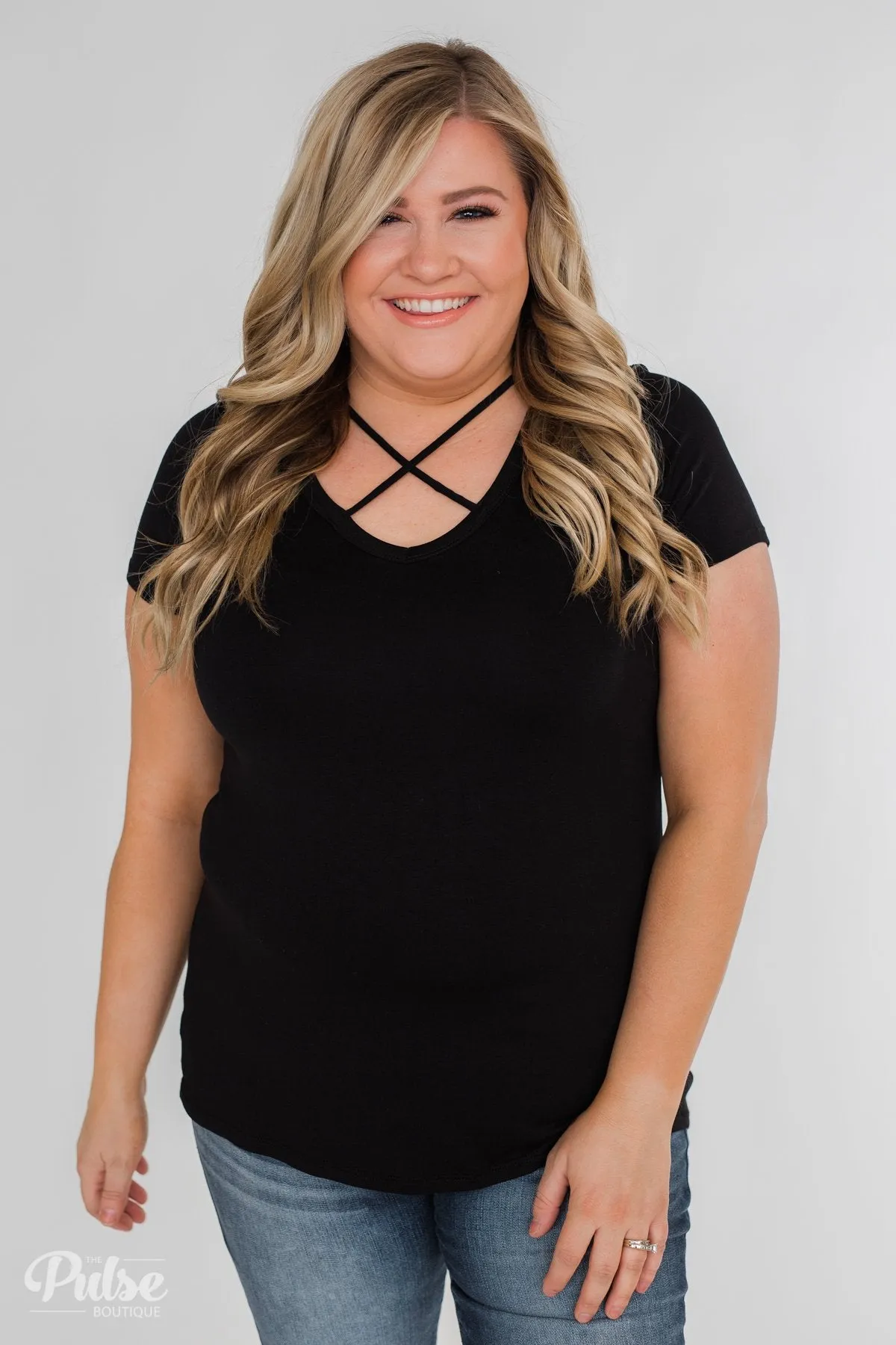 Meet Me Here Short Sleeve Top - Black