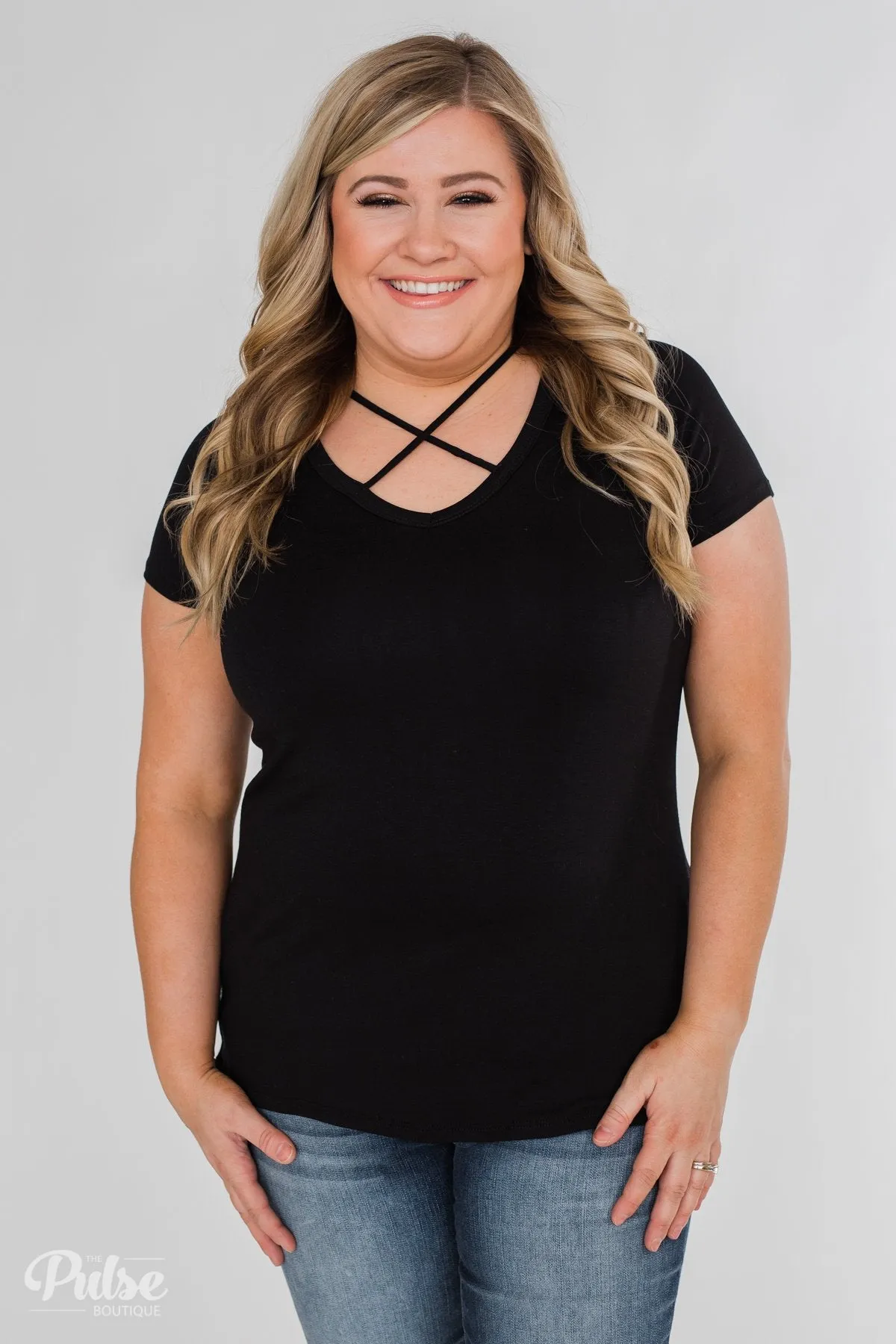 Meet Me Here Short Sleeve Top - Black
