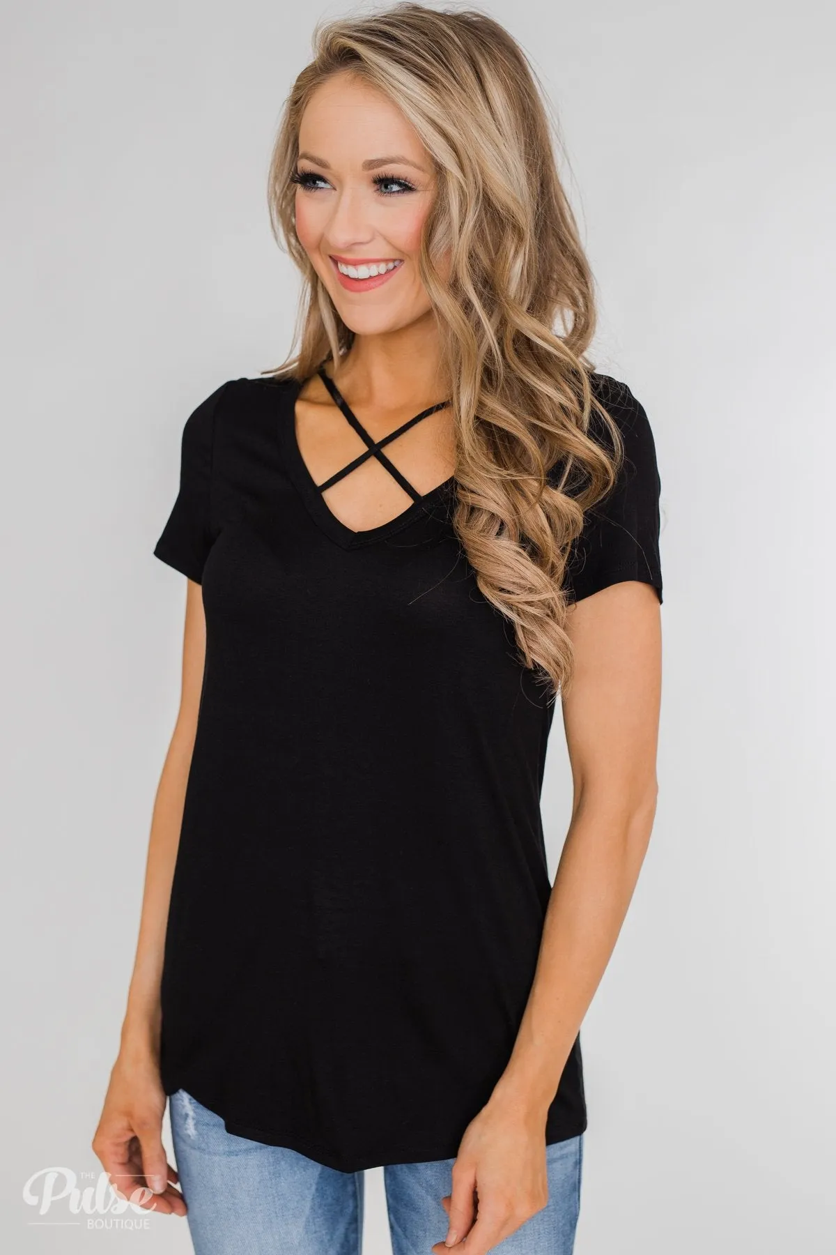 Meet Me Here Short Sleeve Top - Black