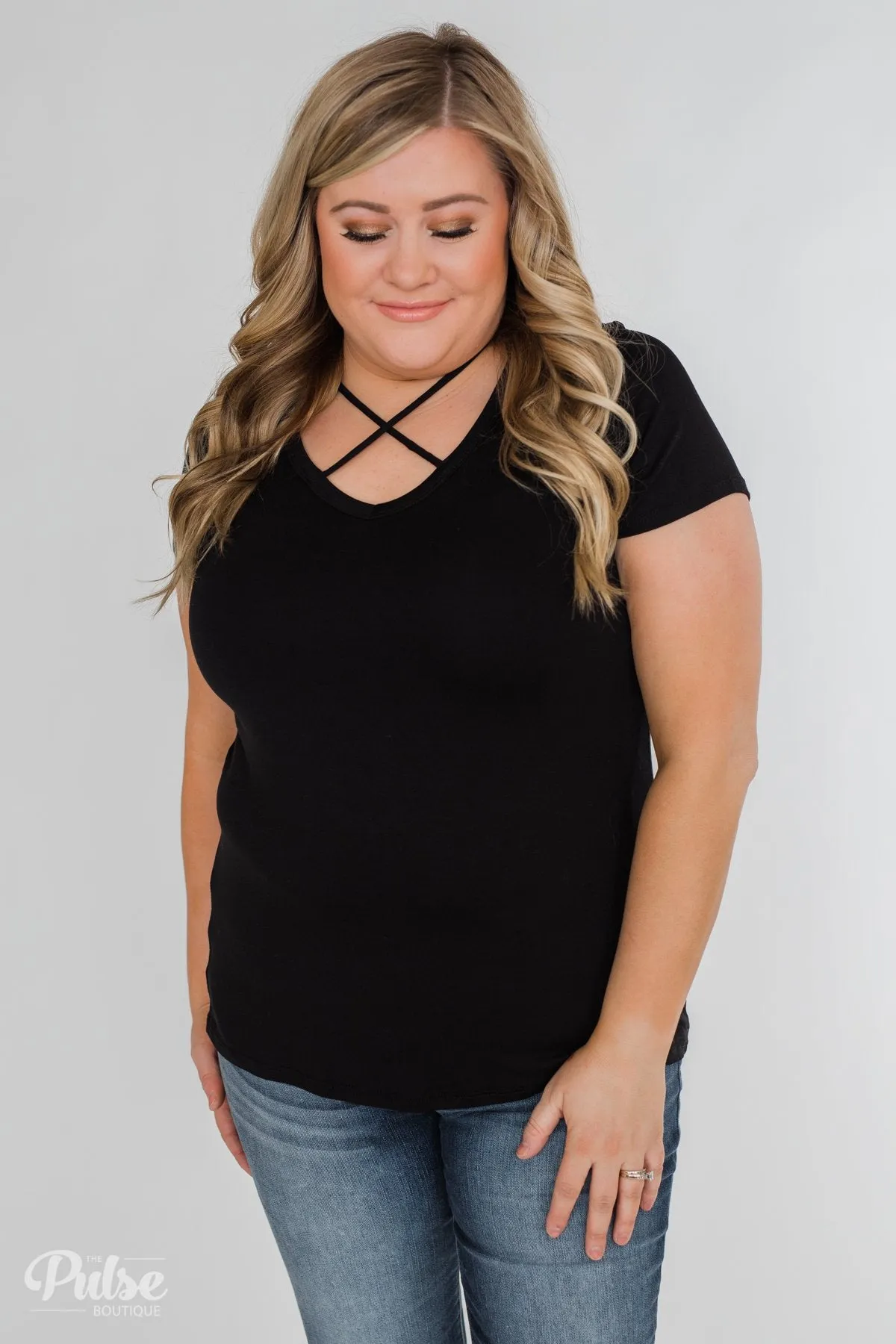 Meet Me Here Short Sleeve Top - Black