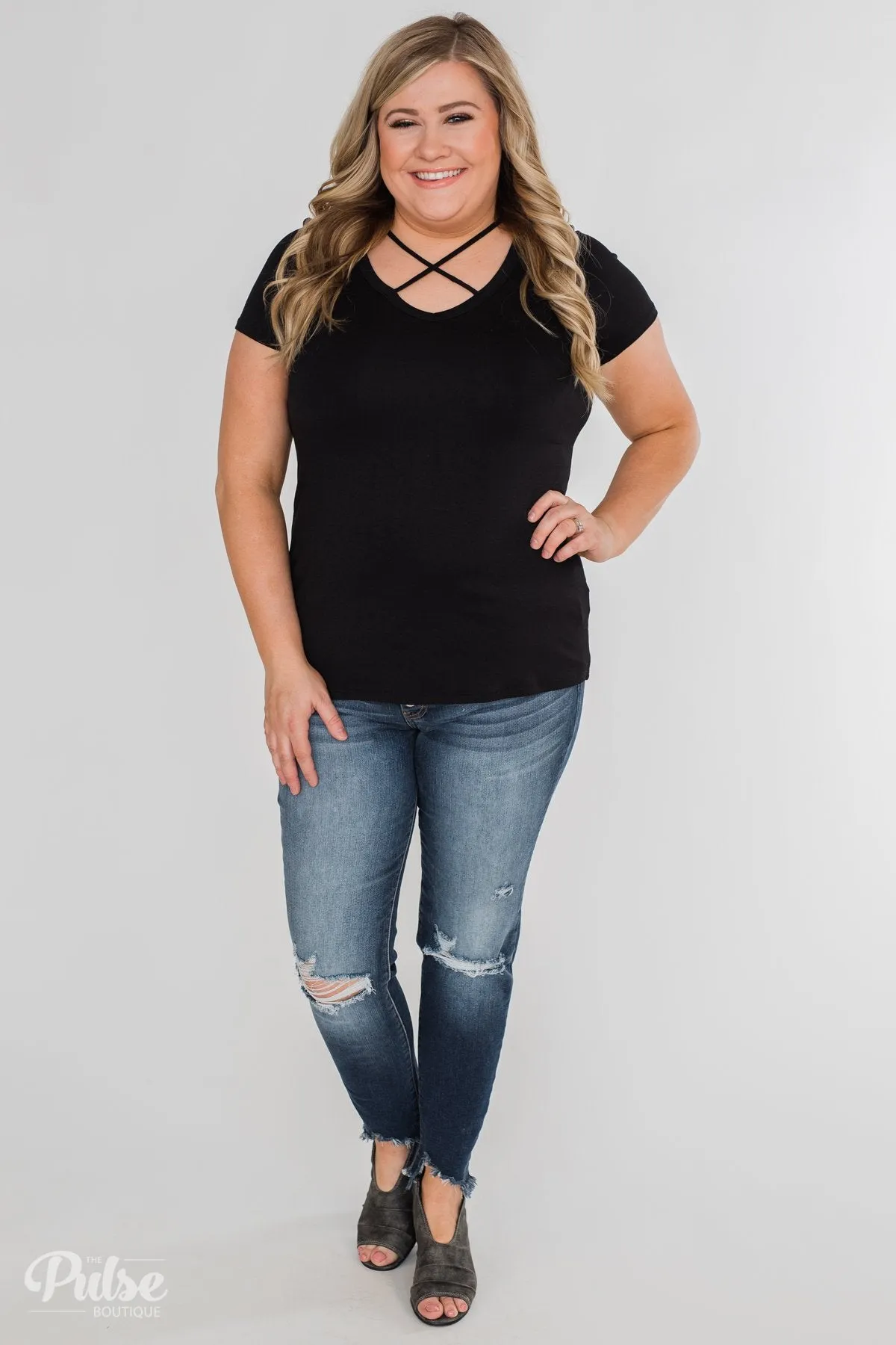 Meet Me Here Short Sleeve Top - Black