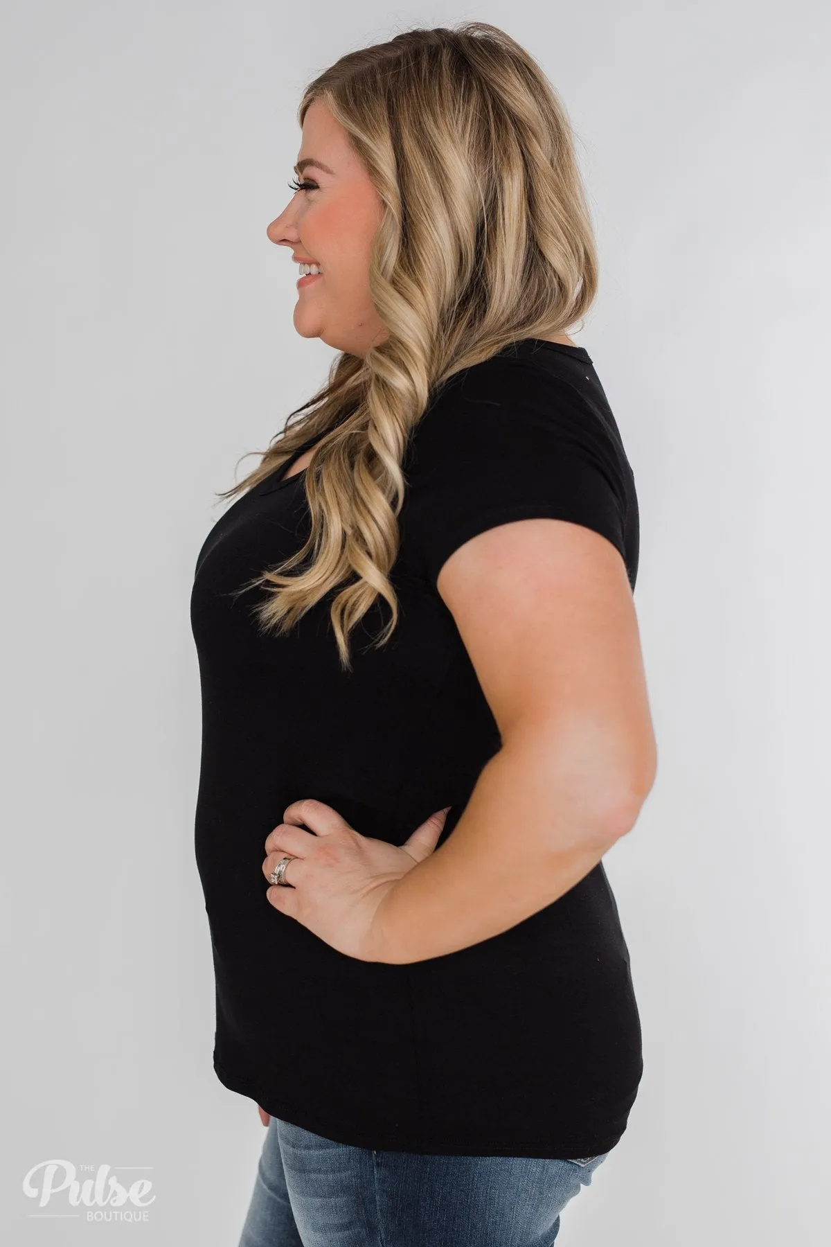 Meet Me Here Short Sleeve Top - Black