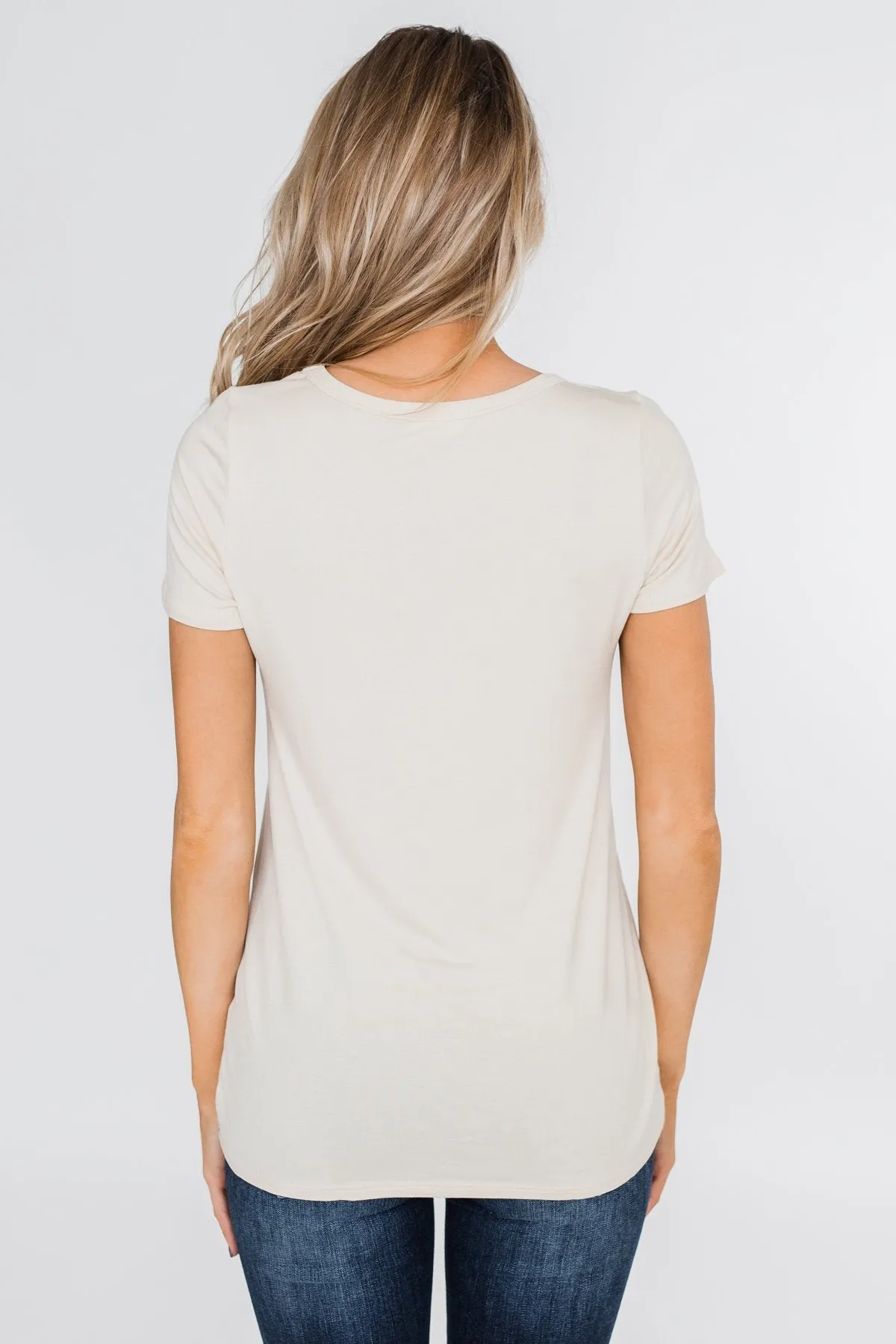 Meet Me Here Short Sleeve Top- Light Tan