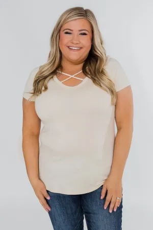 Meet Me Here Short Sleeve Top- Light Tan
