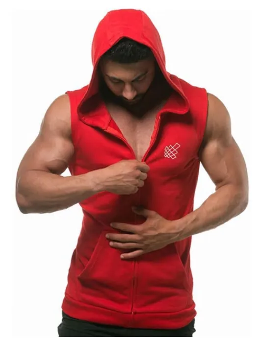 Men Cotton Hoodie Sweatshirts Fitness Bodybuilding Tank top
