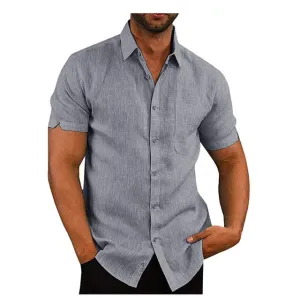 Men's Casual Lightweight Loose Fitting Short Sleeved Shirt