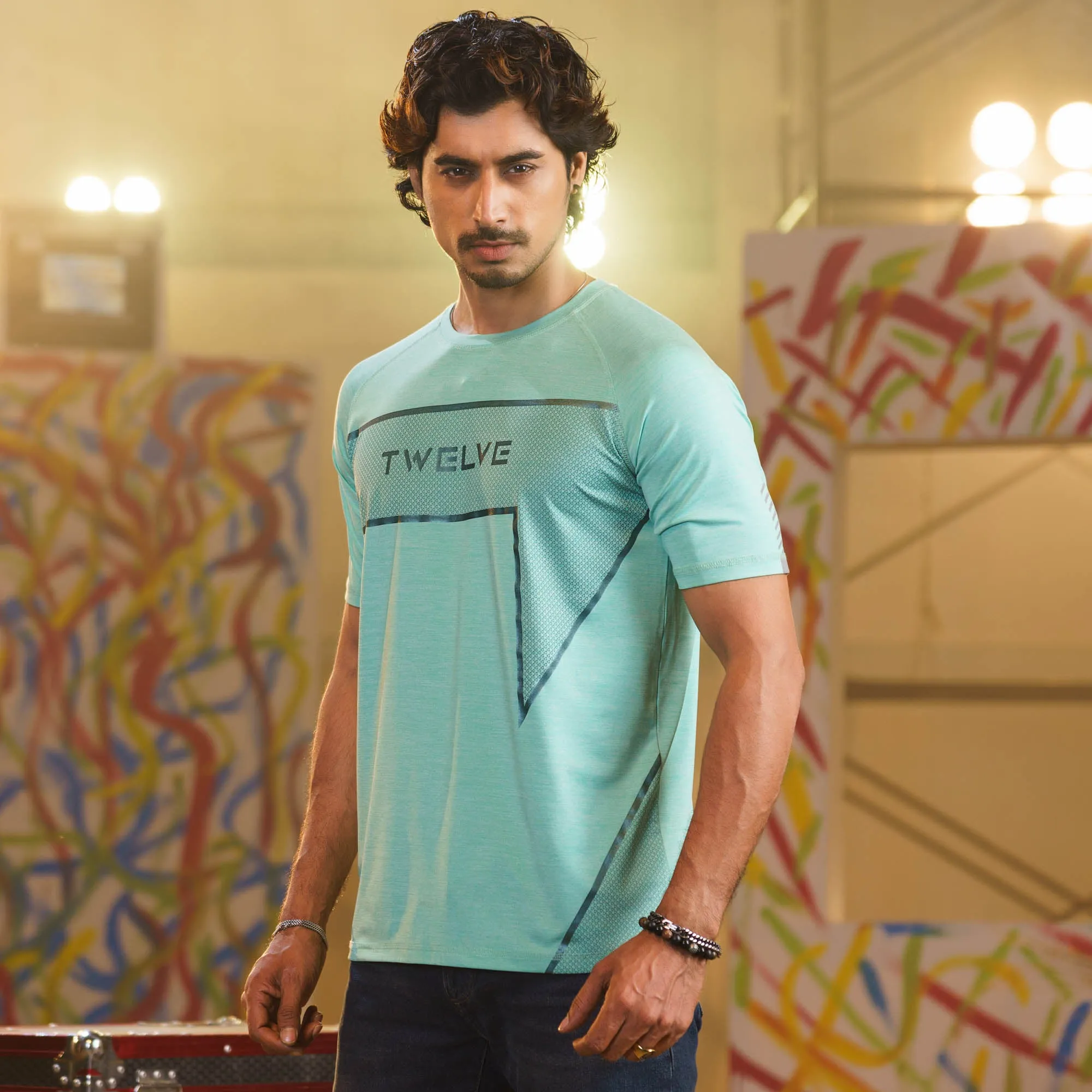 Mens Mint-Green Activewear T-Shirt