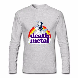 Men's T Shirt Death Metal Rocker T Shirt Unicorn Death Long Sleeve Custom Brand Clothing 2018 Cotton Crewneck Funny T Shirts