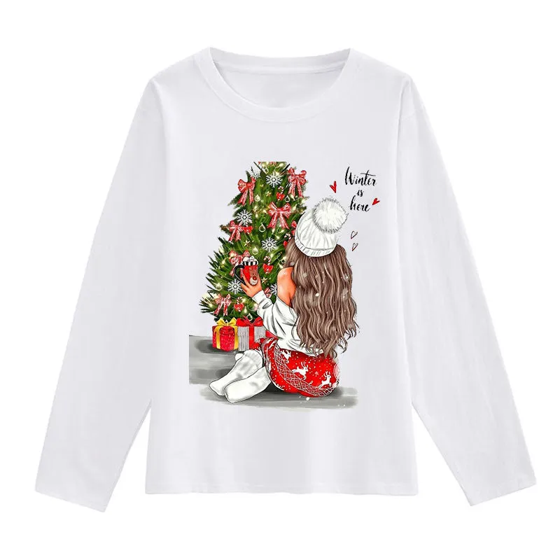 Merry Christmas Women White T-Shirt P