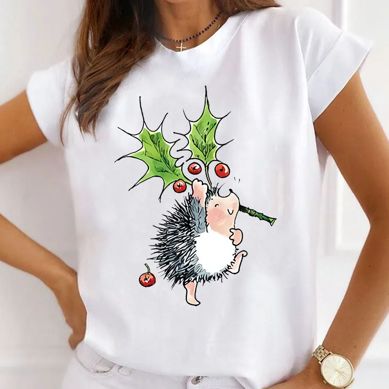 Merry Christmas Women White T-Shirt V