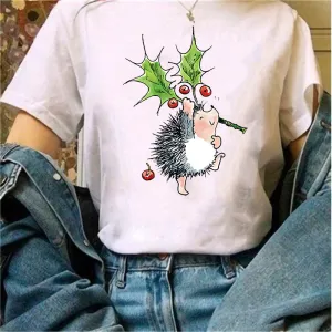 Merry Christmas Women White T-Shirt V
