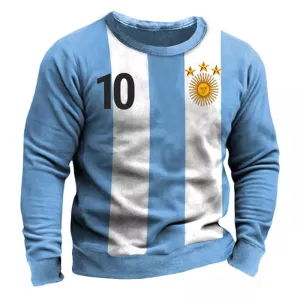 Messi Crew Neck Long Sleeve Pattern Pullovers For Mens Streetwear