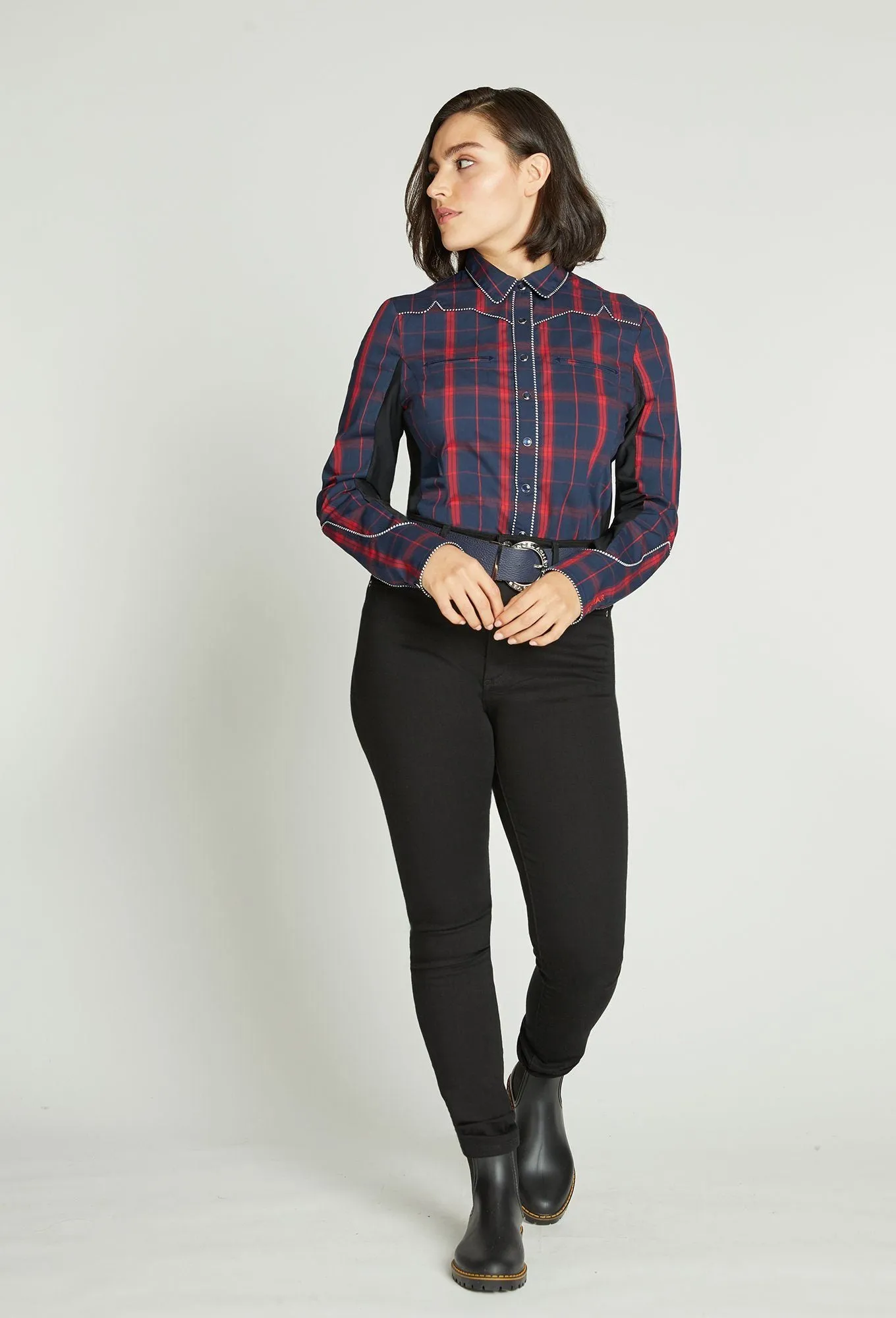 Midnight Plaid Western Show Shirt