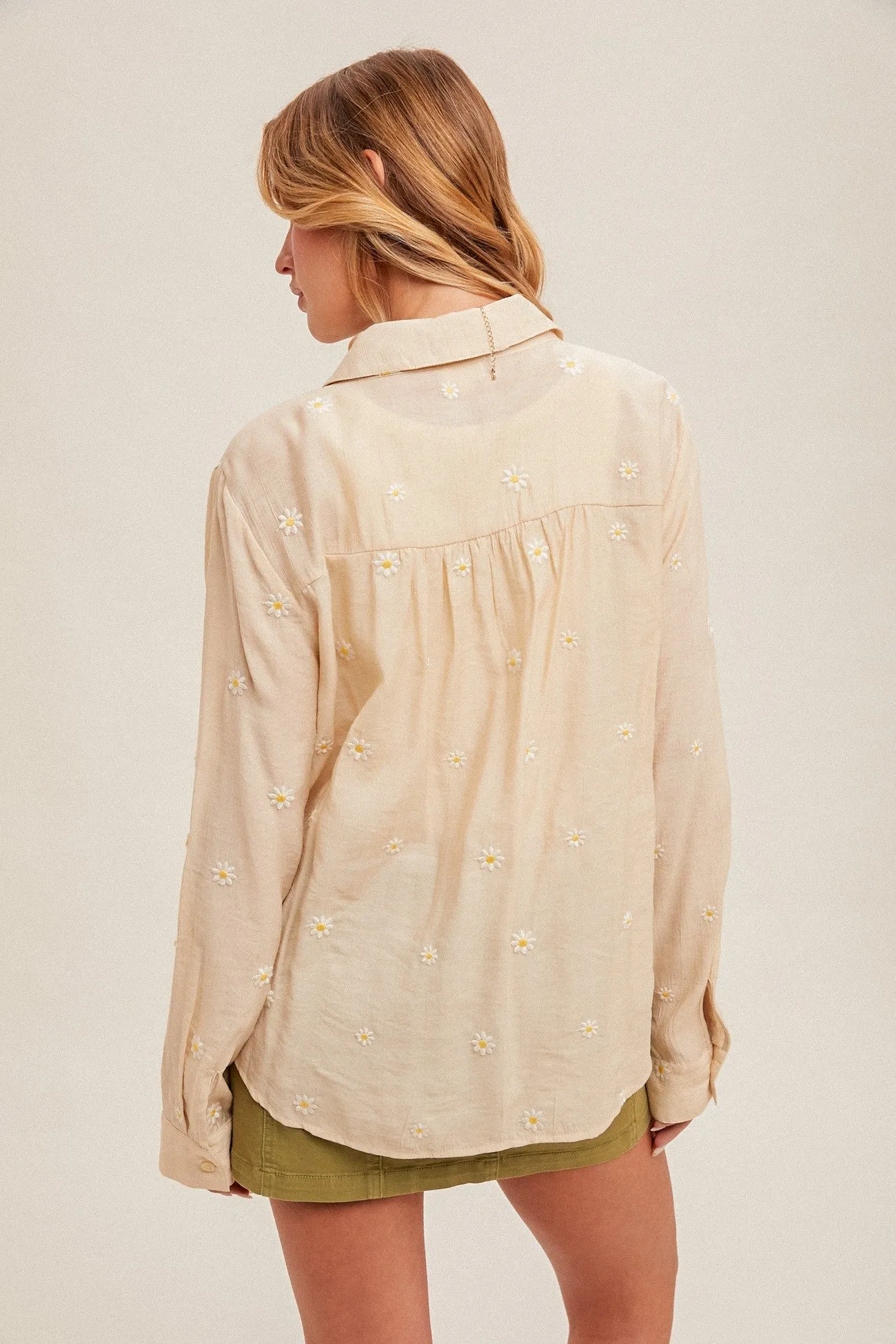 miss daisy button down shirt- ecru