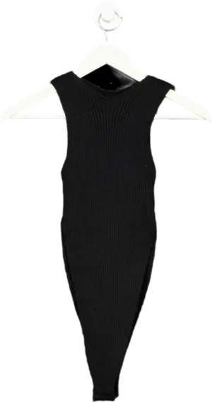 MissyEmpire Black Ribbed Bodysuit with Separate Sleeves UK 14