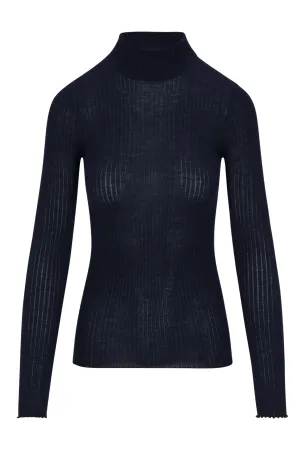 Mock Neck Long Sleeve Top in Inkwell