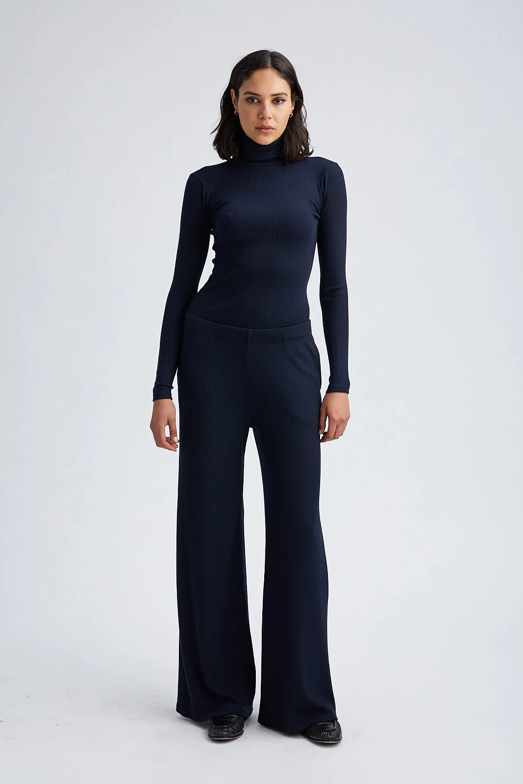 Mock Neck Long Sleeve Top in Inkwell