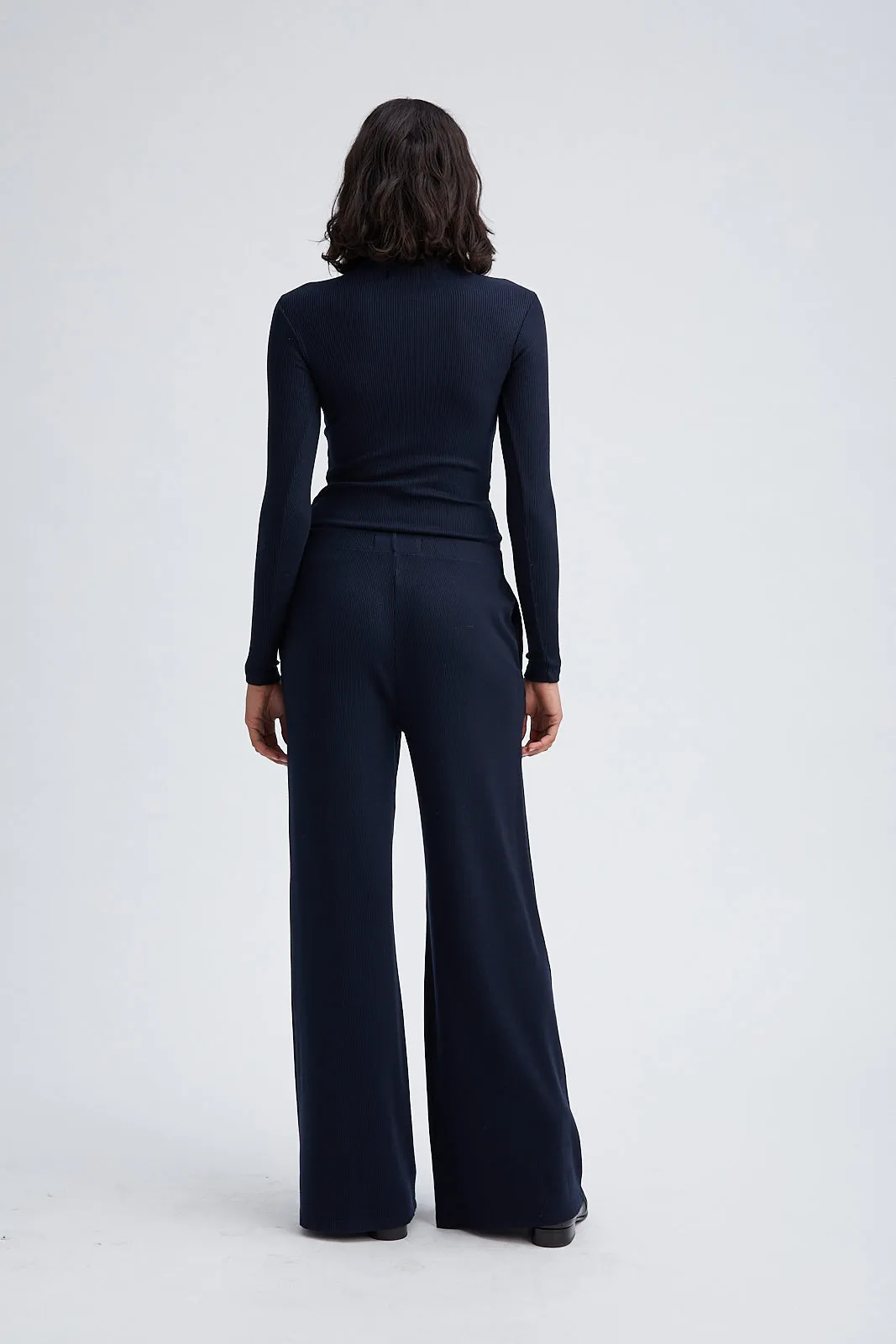 Mock Neck Long Sleeve Top in Inkwell