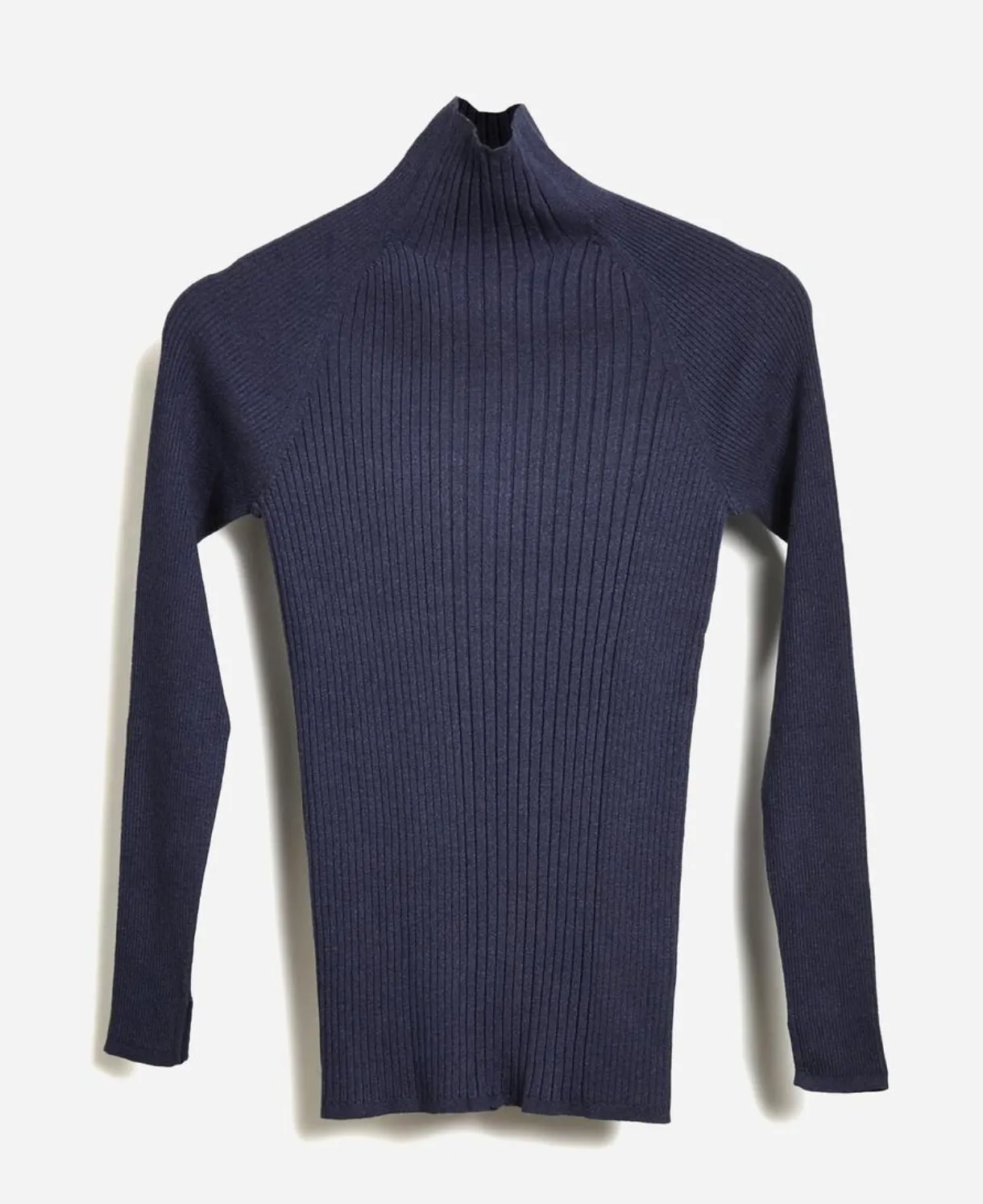 MOCK NECK RIB TOP, navy