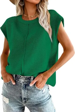 MODARANI Women Cap Sleeve Knit Shirts