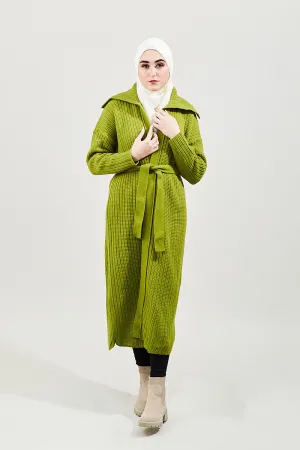 Modest Comfort Wool Cardigan| Pear