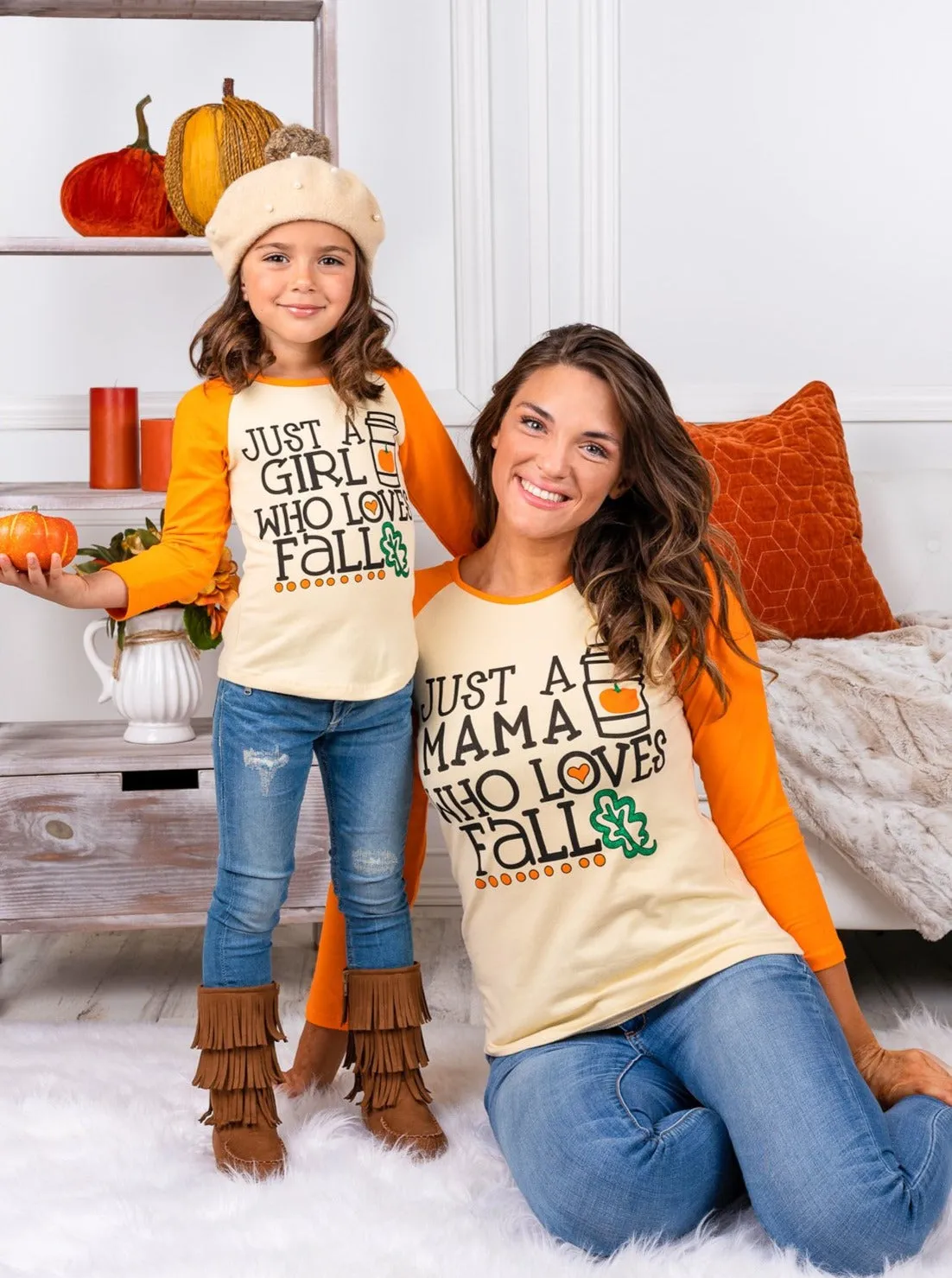 Mommy and Me Loves Fall Raglan Top