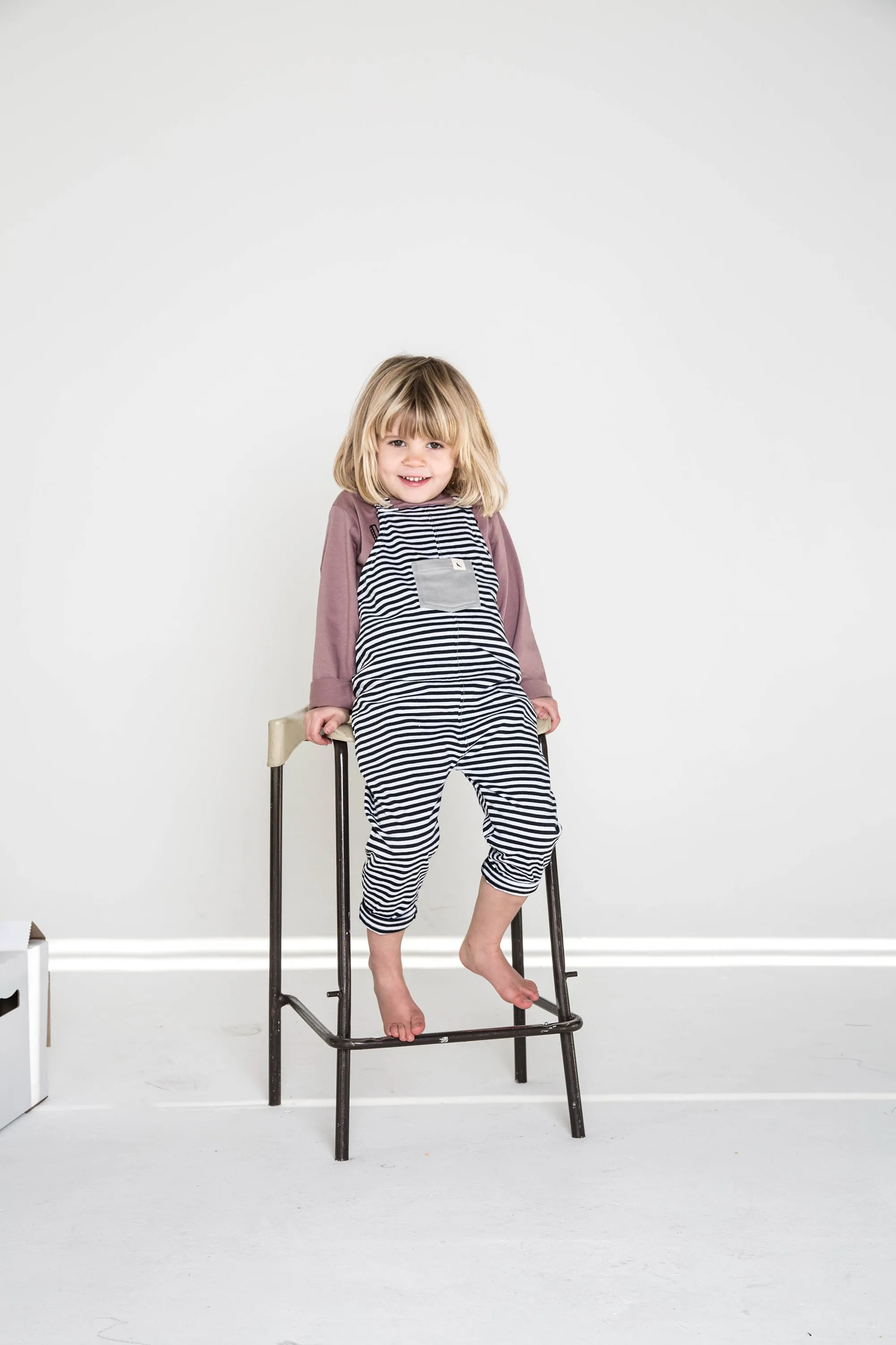 Monochrome Stripe Dungaree