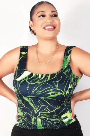 MONSTERA SQUARE NECK TANK TOP