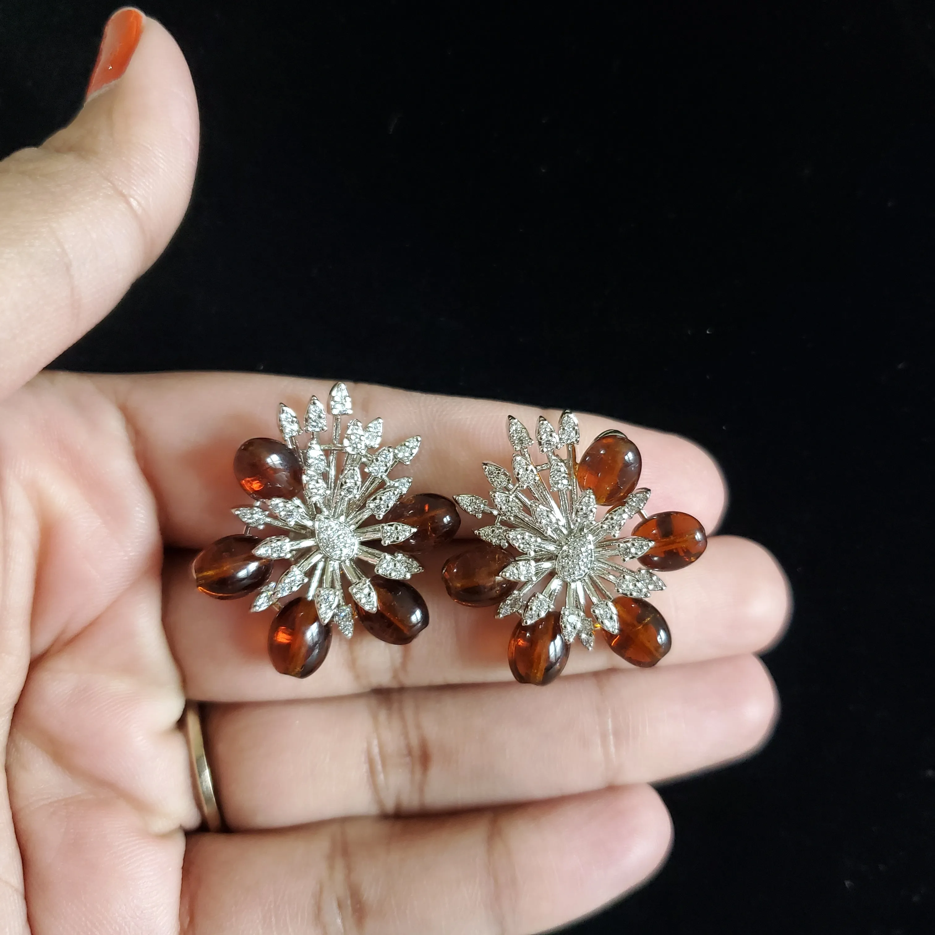 Mounishree American Diamond Classic Tops With Rhodium Plating