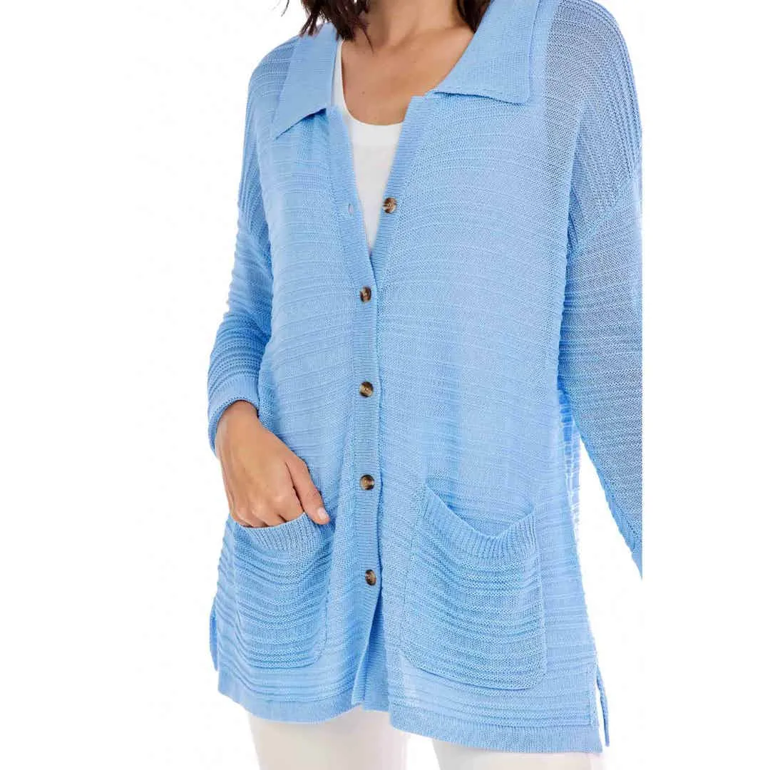 Mud Pie Cain Textured Cardigan - Blue