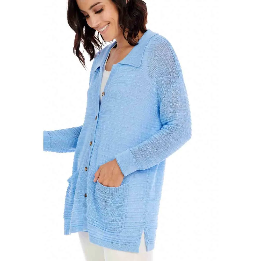 Mud Pie Cain Textured Cardigan - Blue