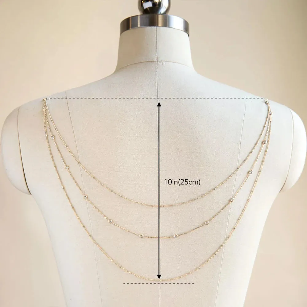 Multi-Layer Rhinestone Water Drop Back Chain
