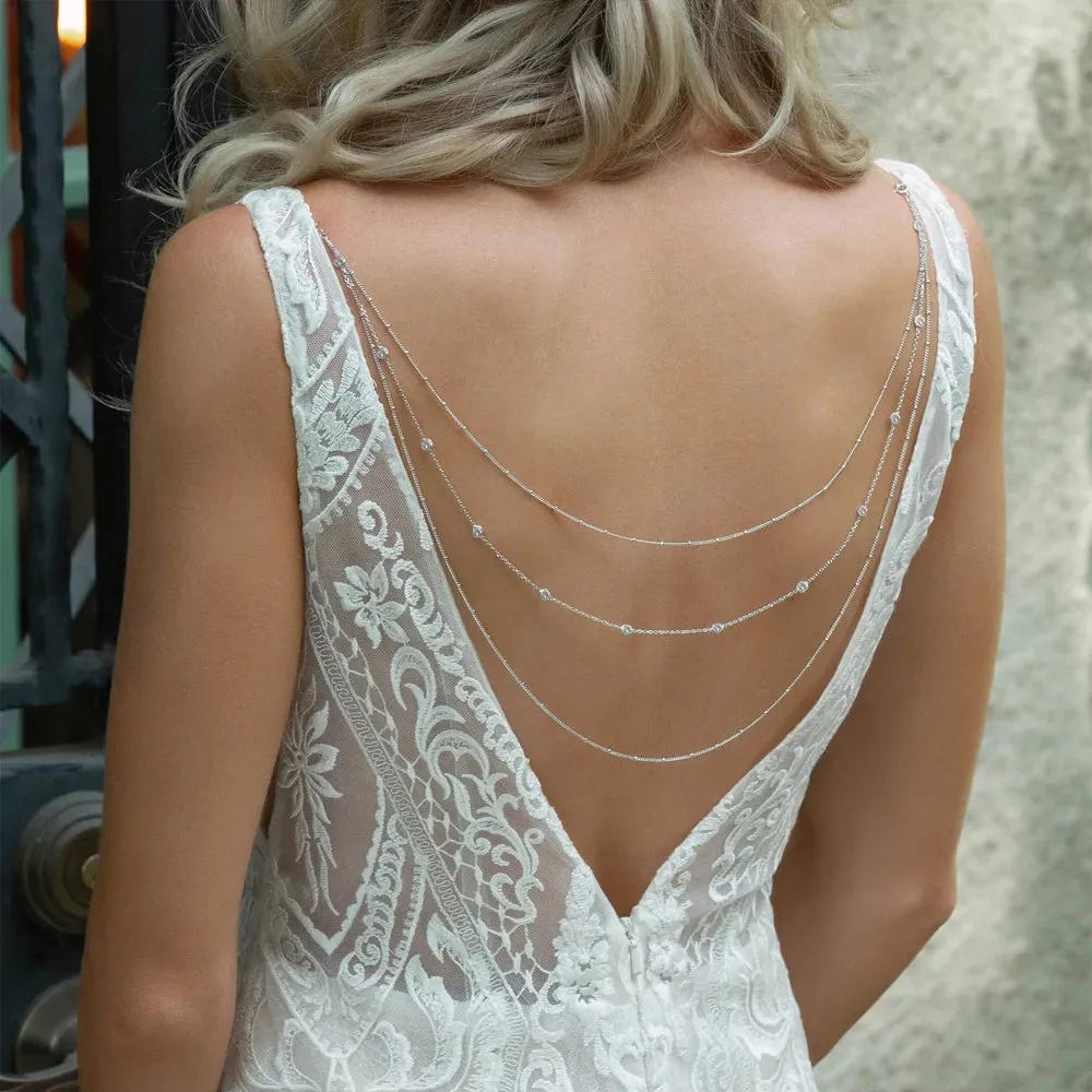 Multi-Layer Rhinestone Water Drop Back Chain