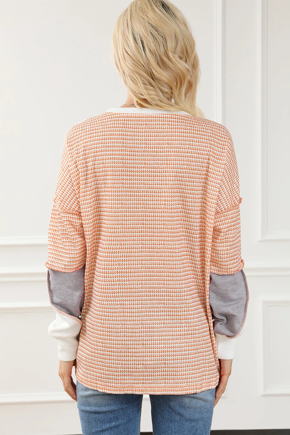 Multicolor Exposed Seam Colorblock Oversized Knit Top