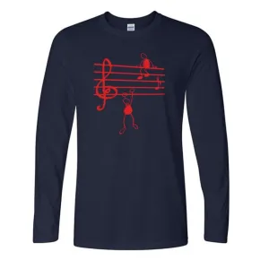 Music Notes Print T-shirt Cotton Long Sleeve Tee SJA