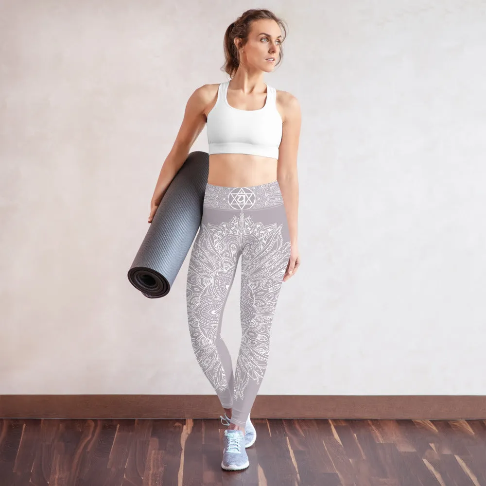 Mystic Mandala Heart Chakra Leggings by Goddess Swag