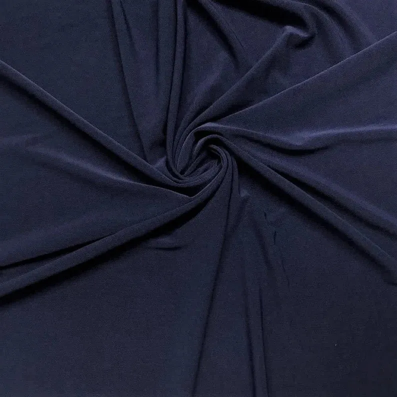 Navy Blue 58/59" Wide ITY Fabric Polyester Knit Jersey 2 Way Stretch Spandex Sold By The Yard.