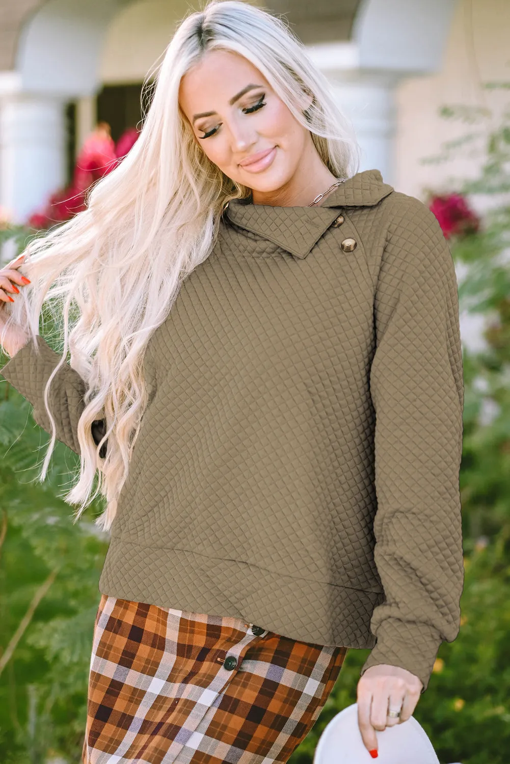 Neckline Stand Neck Pullover Sweatshirt