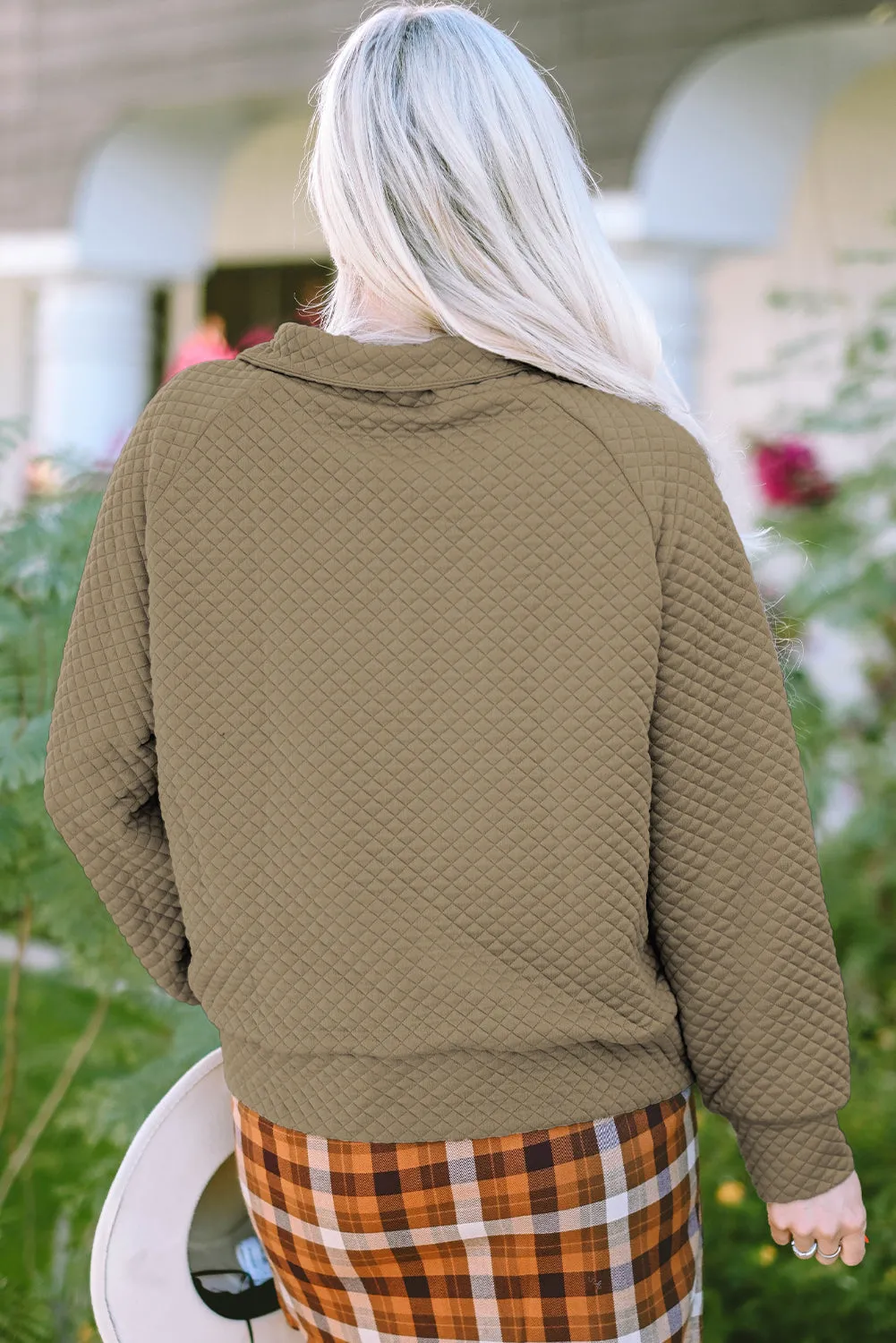Neckline Stand Neck Pullover Sweatshirt