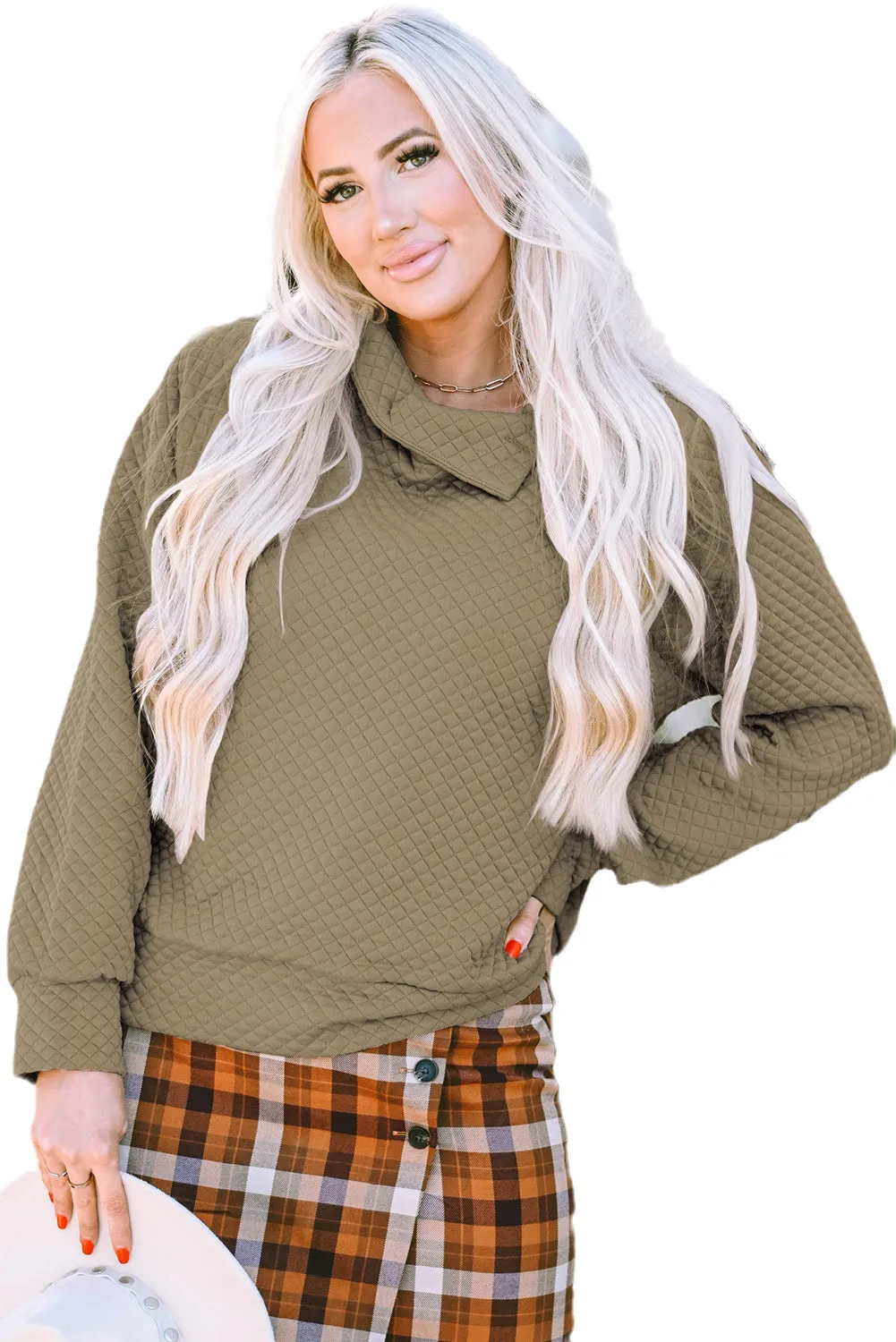 Neckline Stand Neck Pullover Sweatshirt