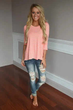 Neon Lights Top ~ Coral