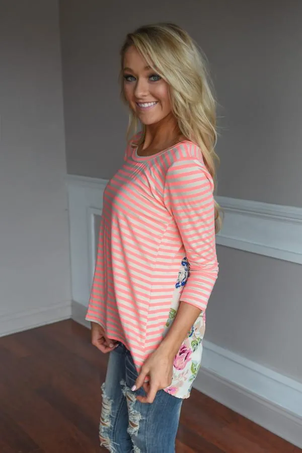 Neon Lights Top ~ Coral
