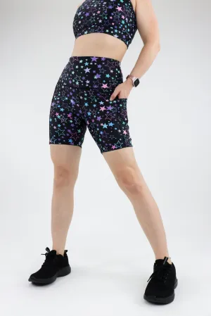 Neon Stars - Dynamic Active - Pocket Mid Shorts - Silicone