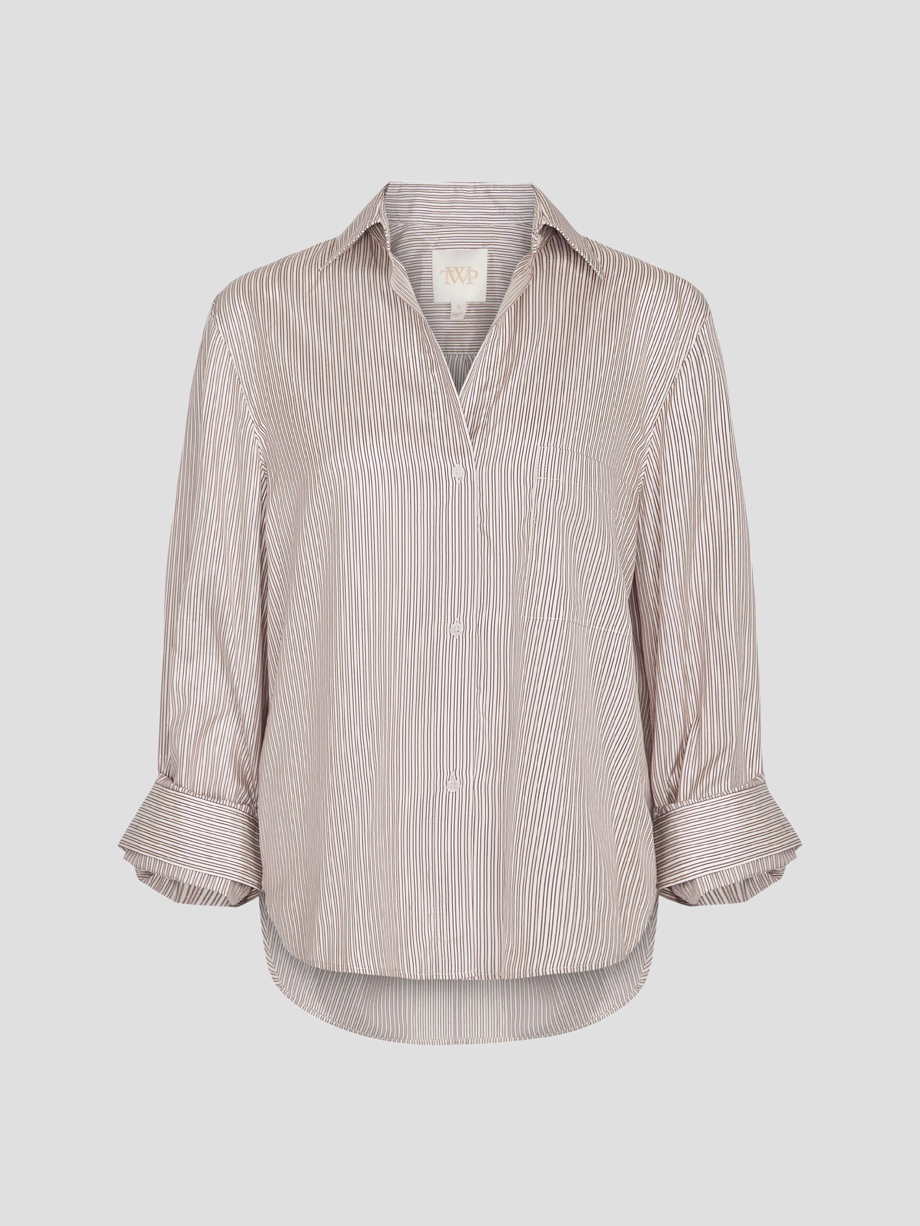 New Morning After Shirt in Fudge & Gold Stripes