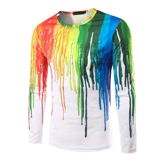 NIBESSER 2018 Spring Men's T shirts Casual fake 2 pieces 3d Printed Long Sleeve Male Slim Tee Tops Fashion Punk Rock Tee Shirts
