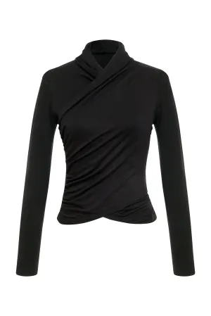 Nightcap Wrap Collar Top