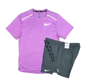 Nike 1.0 Miler and Flex Stride Shorts Set - Candy Pink/Smoke Grey