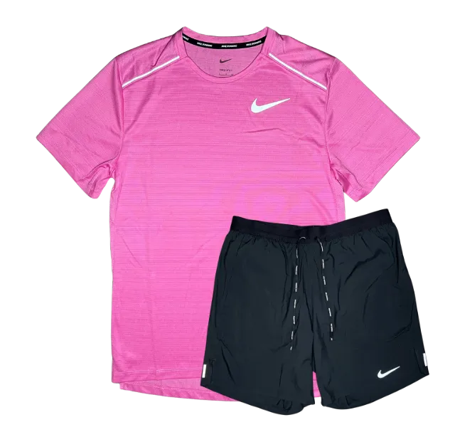 Nike 1.0 Miler and Flex Stride Shorts Set - Playful Pink/Black