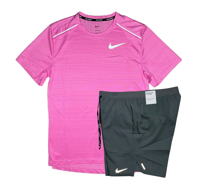 Nike 1.0 Miler and Flex Stride Shorts Set - Playful Pink/Grey