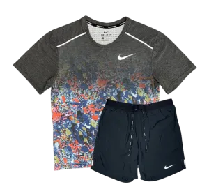 Nike Floral Breathe Miler and Flex Stride Shorts Set - Floral Print/Black